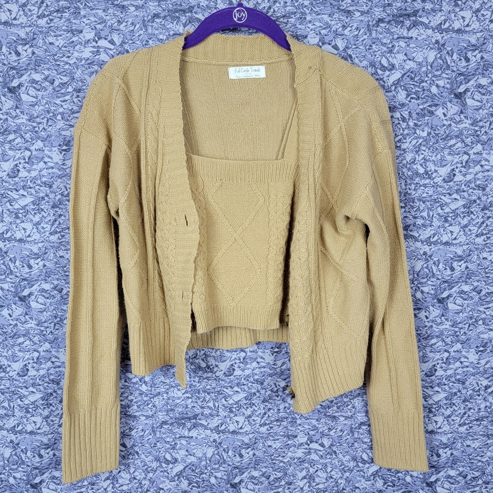 Tan Cropped Sweater Set